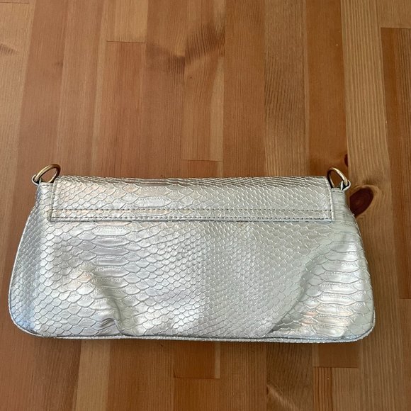 Michael Kors Silver Metallic Two Tone Leather Animal Print Clutch - Picture 7 of 9